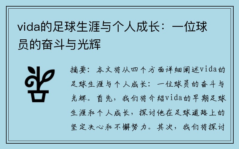 vida的足球生涯与个人成长：一位球员的奋斗与光辉